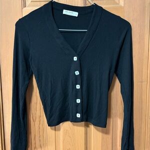 LA Relaxed Black Button Down Shirt, Cardigan with buttery soft fabric. Size XS